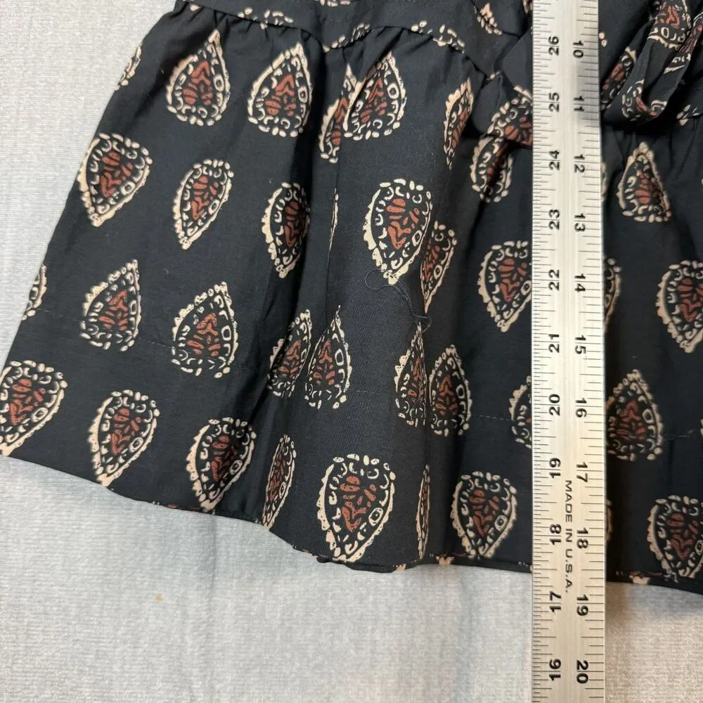 NWT Anthropologie The Somerset Mini Skirt Smocked Block Print Black Tan L Large - Picture 6 of 6
